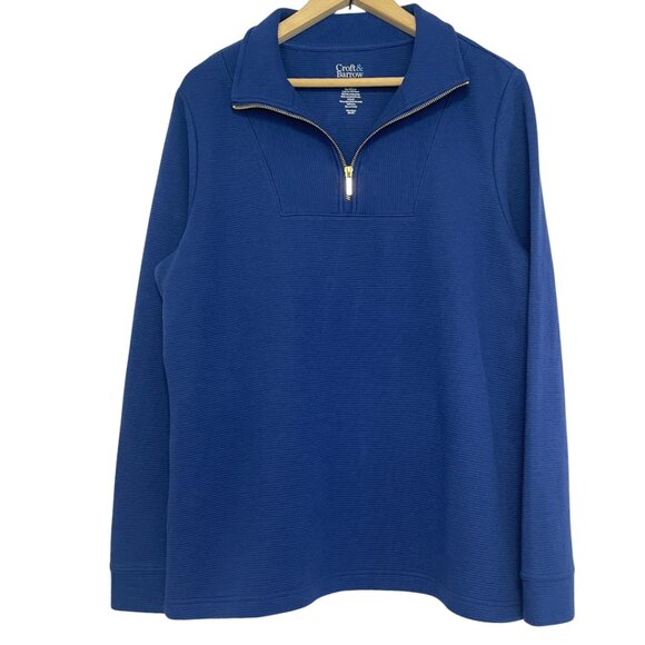 Croft & Barrow Pullover Sweater Jacket NWT Womens Size L Blue Cotton Athleisure - Picture 1 of 9
